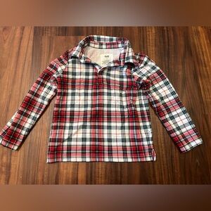 EUC Little Sleepies Christmas Plaid Button Down Polo Shirt 4T